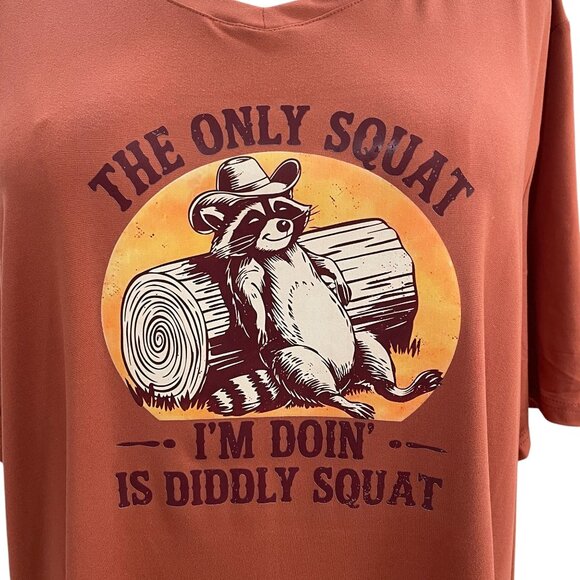 Funny Graphic Tee Raccoon Cowboy Shirt Country Western Humor Plus Size XL NWOT - Picture 6 of 8